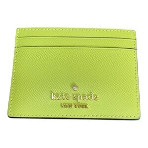 Kate Spade Lime Slush Neon Green Card Holder Case Saffiano Leather